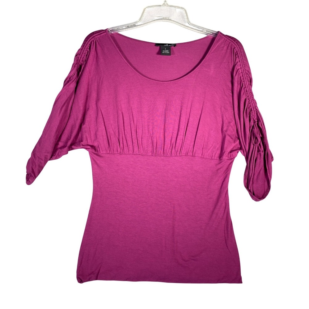 Willi Smith Magenta Ruched Dolman‎ Sleeve Scoop Neck Top Size L